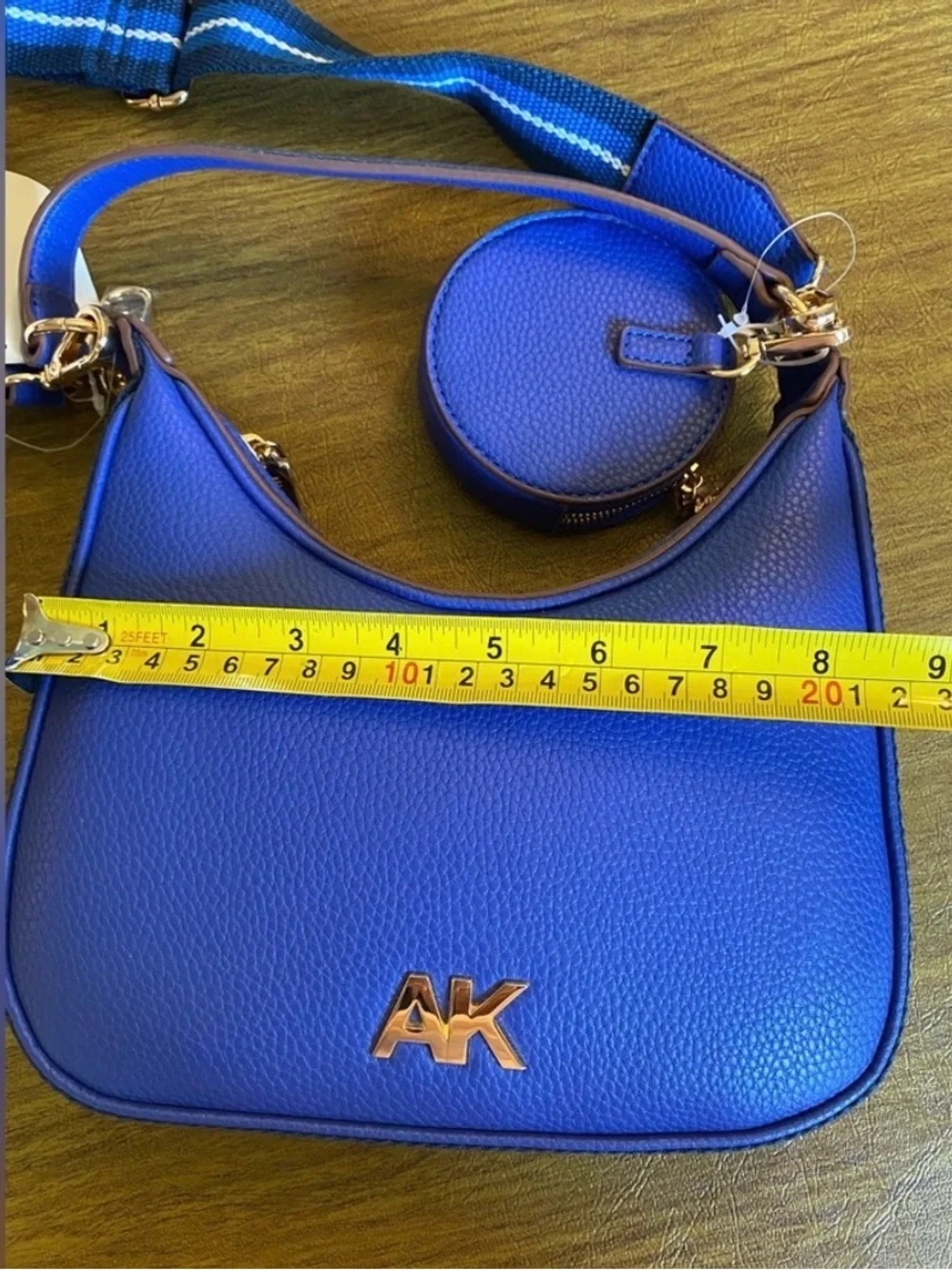 Anne Klein Royal Blue Pebbled Leather Crossbody with Coin Pouch